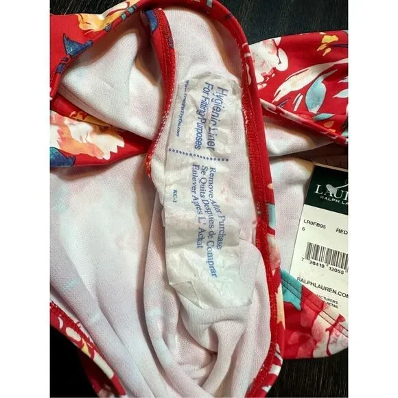 Lauren Ralph Lauren NWT size 6 banded red floral swim Bottoms - Picture 4 of 5